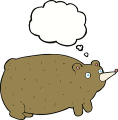 funny cartoon bear with thought bubble