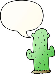 cartoon cactus and speech bubble in smooth gradient style