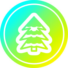 snowy tree circular in cold gradient spectrum