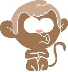 flat color style cartoon hooting monkey