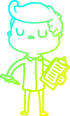 cold gradient line drawing cartoon aloof man