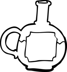 line drawing cartoon of potion bottle