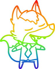 rainbow gradient line drawing cartoon office wolf laughing