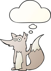 cartoon wolf and thought bubble in smooth gradient style