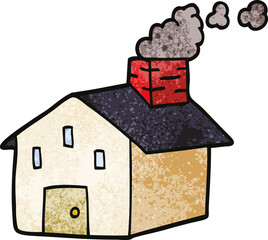 cartoon doodle house with smoking chimney