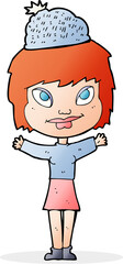 cartoon woman wearing hat