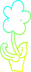 Fototapeta premium cold gradient line drawing cute cartoon flower
