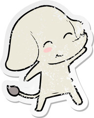distressed sticker of a cute cartoon elephant