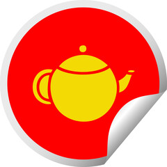 circular peeling sticker cartoon red tea pot