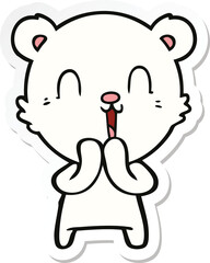 sticker of a happy cartoon polar bear