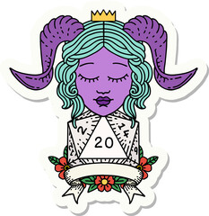 tiefling with natural 20 D20 roll sticker