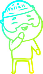 cold gradient line drawing cartoon happy bearded man