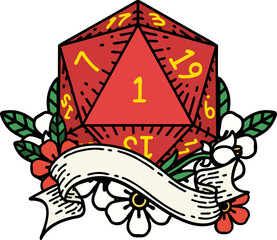 natural one d20 dice roll illustration