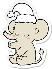 sticker of a cute christmas elephant