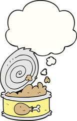 cartoon canned food and thought bubble
