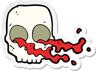 sticker of a cartoon gross skull