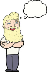 cartoon proud man with thought bubble