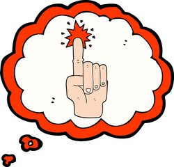 thought bubble cartoon pointing hand