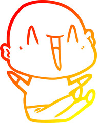 warm gradient line drawing happy cartoon bald man