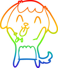 rainbow gradient line drawing cute cartoon dog