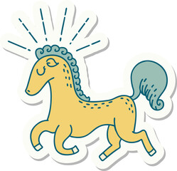 sticker of tattoo style prancing stallion