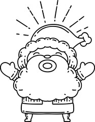 traditional black line work tattoo style santa claus christmas character