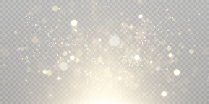 Light effect with lots of glittery highlights shining on transparent background for christmas new year design. And illustrations.