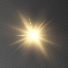 Bright sun with shimmering highlights on a transparent background. vector gradient