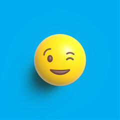 Winking Face with Tongue, Vector 3D Design Art