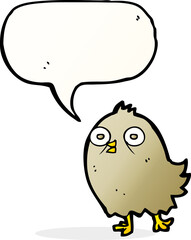 funny cartoon bird with speech bubble