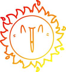 warm gradient line drawing happy cartoon sun