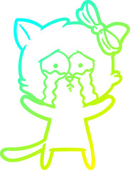 cold gradient line drawing cartoon cat