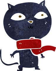 cartoon black cat wearing scarf