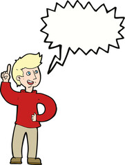 cartoon man with idea with speech bubble