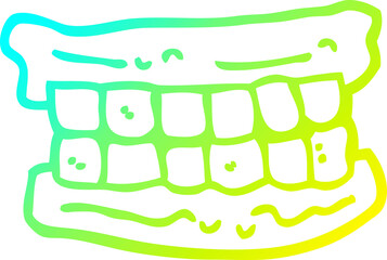 cold gradient line drawing cartoon false teeth