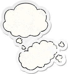 cartoon puff of smoke and thought bubble as a distressed worn sticker