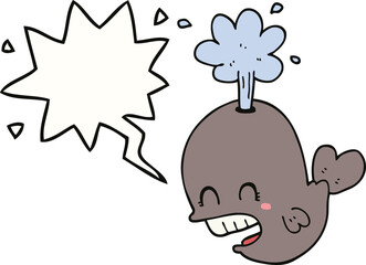 cartoon spouting whale and speech bubble