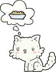 cartoon cat and food and thought bubble