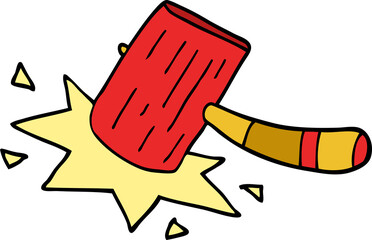 cartoon doodle mallet
