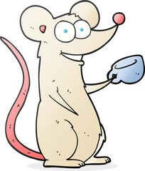 cartoon mouse with cup of tea
