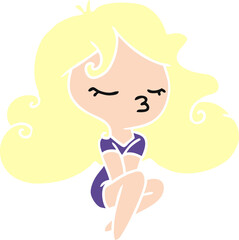 cartoon of cute kawaii girl