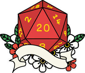 natural twenty D20 dice roll illustration