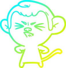cold gradient line drawing cartoon angry monkey