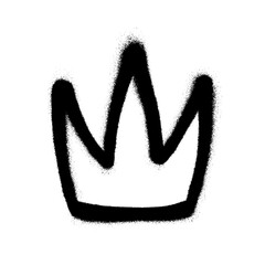 Sprayed crown with overspray in black over white. Vector illustration.
