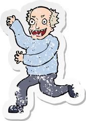 retro distressed sticker of a cartoon evil old man
