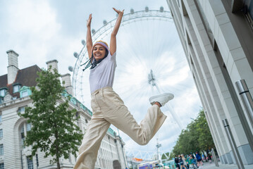 Triumphant jump at London Eye