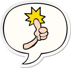 cartoon thumbs up sign and speech bubble sticker