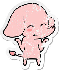 distressed sticker of a cute cartoon elephant