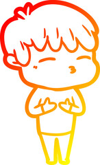 warm gradient line drawing cartoon frustrated man