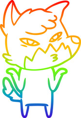 rainbow gradient line drawing clever cartoon fox